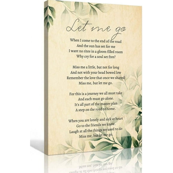 Miss Me But Let Me Go Wall Art Mourning Poem Poster Vintage Poetry Wall Decor Painting Artwork Modern Decorations for Home Print for Bedroom Canvas Pictures Artwork for Kitchen Giclee Print