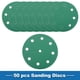 thumbnail image 3 of Discos de lijado de 5 pulgadas con 9 agujeros 400 grano redondos de papel de lija con gancho y lazo de óxido de aluminio verde 50 piezas, 3 of 6