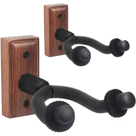 

Guitar Wall Bracket Solid Wood Hook for Acoustic Electric Guitar Bass Folk Ukulele Mandolin Banjo -Black Walnut WH-08BW-1 (4 pairs of screws)