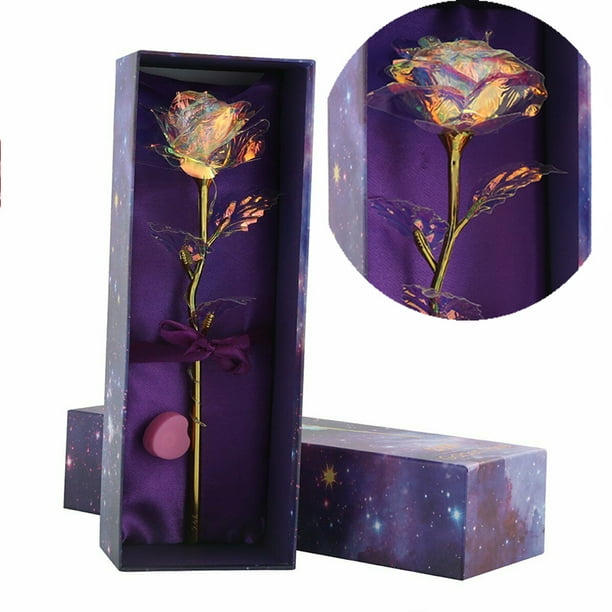 24K Galaxy Rose Flower Gift for Her Gold Dipped Roses Best Gift for