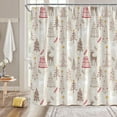 thumbnail image 2 of Christmas Shower Curtain Pine Tree Deer Reindeer Snowflake Winter Holiday Xmas Festival Wildlife Beige Extra Long Bathroom Home Curtain with Hooks,70x84 Inch, 2 of 6