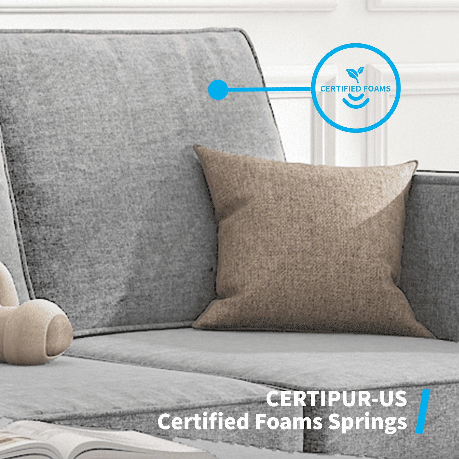 Mjkone Convertible Sectional Sofa Couch with Storage Ottoman, 3 Pcs Couch Set with Storage Pockets, Sectional Couches for Living Room, 3-Seater + Ottoman + 1-Loveseat (Light Gray)