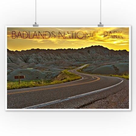 Badlands National Park, South Dakota - Road Scene - Lantern Press Photography (9x12 Art Print, Wall Decor Travel (Best South Park Scenes)