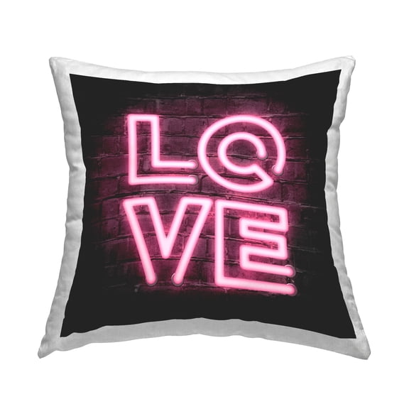 Stupell Industries Pink Love Letters Romantic Neon Design by Martina Pavlova Throw Pillow