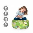 thumbnail image 2 of Farm Animal Storage Toy Bag Chair, Cartoon with Sad Sheep in Forest with Trees and Pond, Stuffed Animal Organizer Washable Bag, Large Size, Pale Green Multicolor, by Ambesonne, 2 of 3
