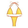 thumbnail image 3 of Gubotare Women's Chain Triangle Thong Bikini Set Sexy Two Piece Swimsuit Bathing Suit Yellow M, 3 of 5