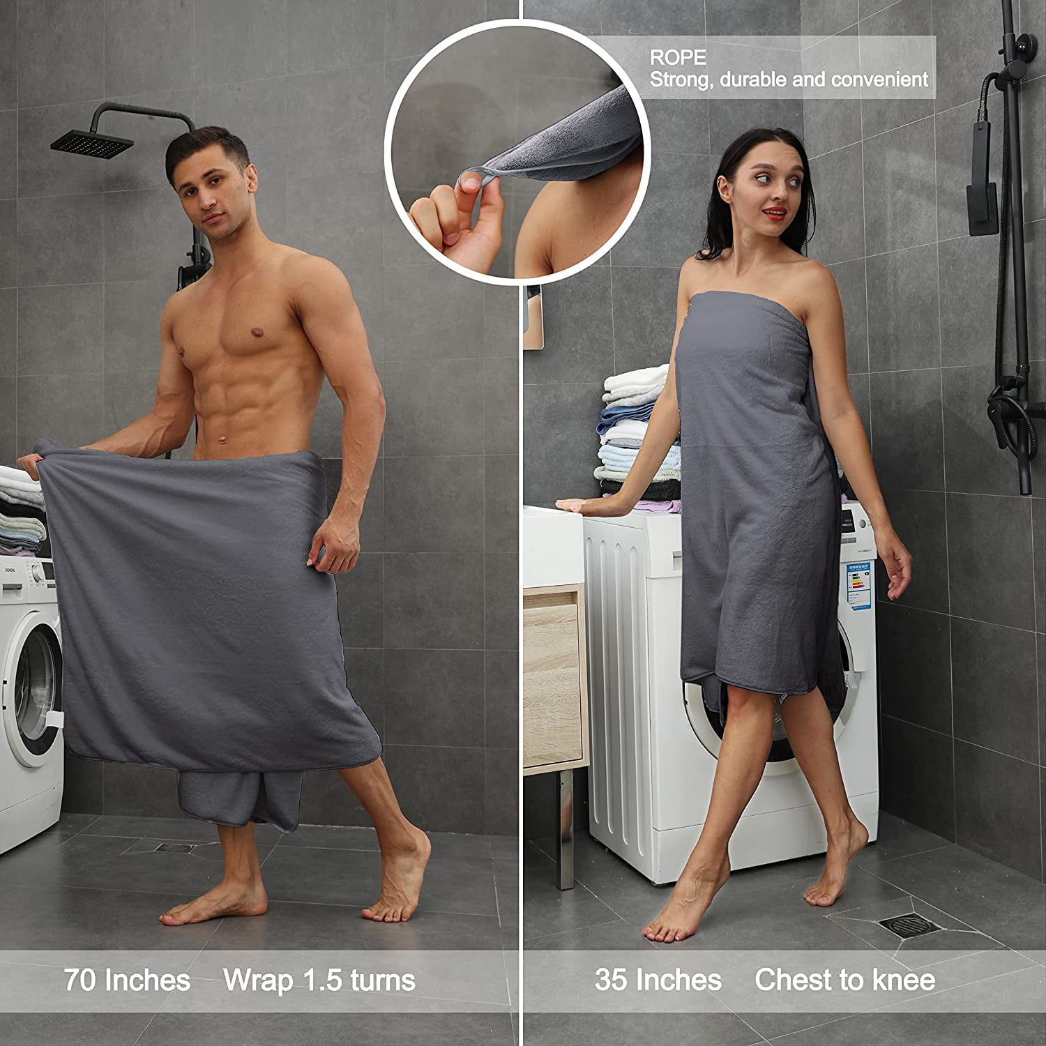 Smuge 4 Pack Oversized Bath Sheet Towels (35 x 70 in,Dark Gray) 700 GSM Ultra Soft Large Bath Towel Set Thick Cozy Quick Dry Bathroom Towels Hotel Luxurious Towels