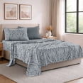 thumbnail image 3 of Lux Decor Twin 4 Piece Bed Sheet Set - Paisley Printed Microfiber Sheets, Ultra Soft, Deep Pocket, Wrinkle-Free, Breathable, OEKO-TEX Certified - Twin, Grey, 3 of 10