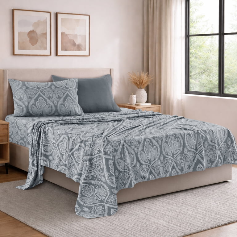 Lux Decor Twin Paisley Microfiber Sheet Set, 4-Piece photo 2