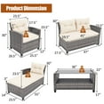 thumbnail image 2 of Gymax 4PCS Rattan Patio Conversation Furniture Set Outdoor Sectional Sofa Set White, 2 of 6