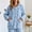 Blue, variant on Women's Fleece Button-Down Pajama Coat Mid-Length Long Sleeve Round Neck Lounge Jacket with Pockets,Cozy Winter Bedtime Wear, Casual Coffee Run Outer Layer, Soft Embossed Floral Home Top