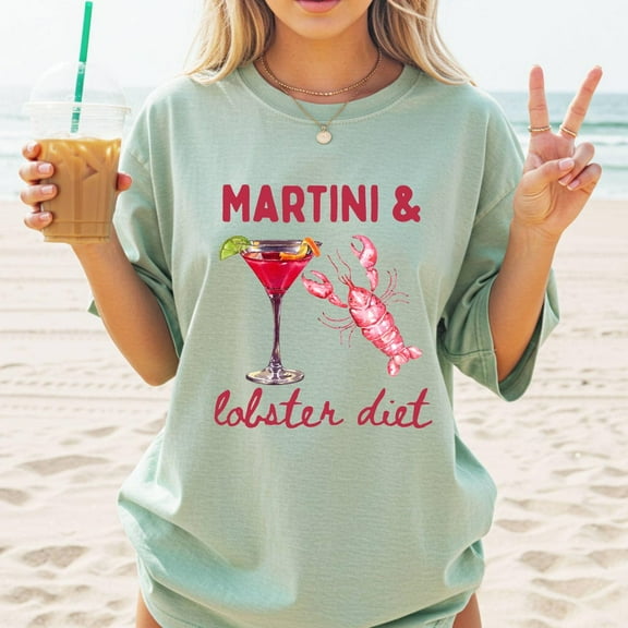 DOPASHIRT Lobster Graphic Tee, Martini Shirt, Trendy Beach Apparel, Summer Vacation Clothing, Cocktail T Shirt, Coastal Beachy Tee, Fisherman Core Tee Unisex S-5XL Hot Trending Shirt