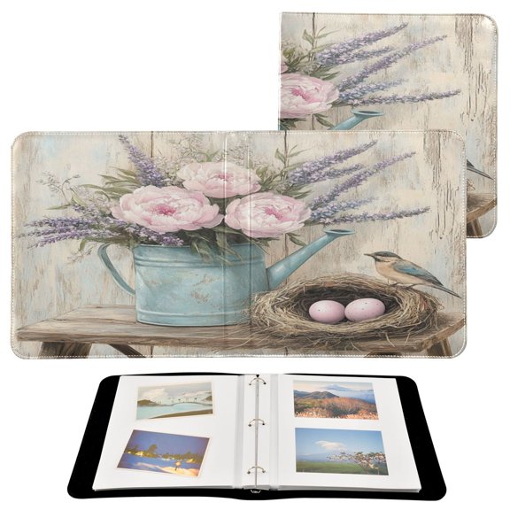 BZSMCE Photo Album Book Scrapbooking Flowers with Birhouse Printed Picture Album