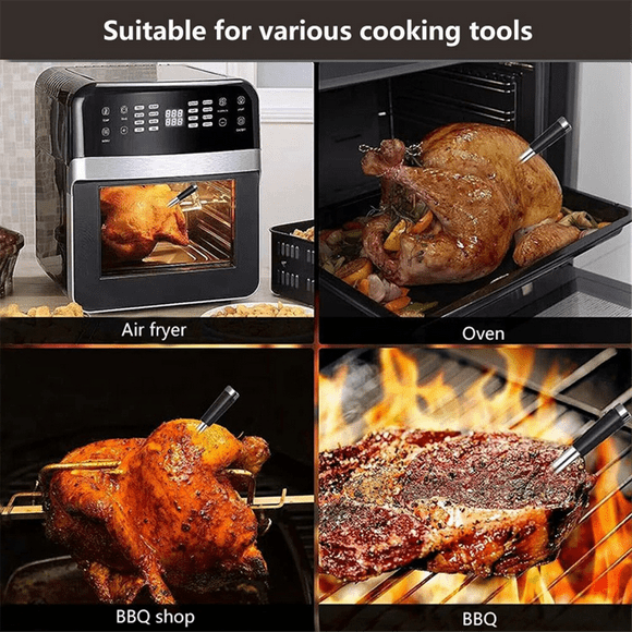 Wireless Food Meat Thermometer Digital Bluetooth Dual Probes BBQ Thermometer with Display Screen for Air Fryer Oven