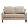 thumbnail image 4 of Modern Loveseat sofa for Living Room, Upholstered Velvet Small Couch with Wooden Legs for Livingroom Bedroom, Taupe, 4 of 6