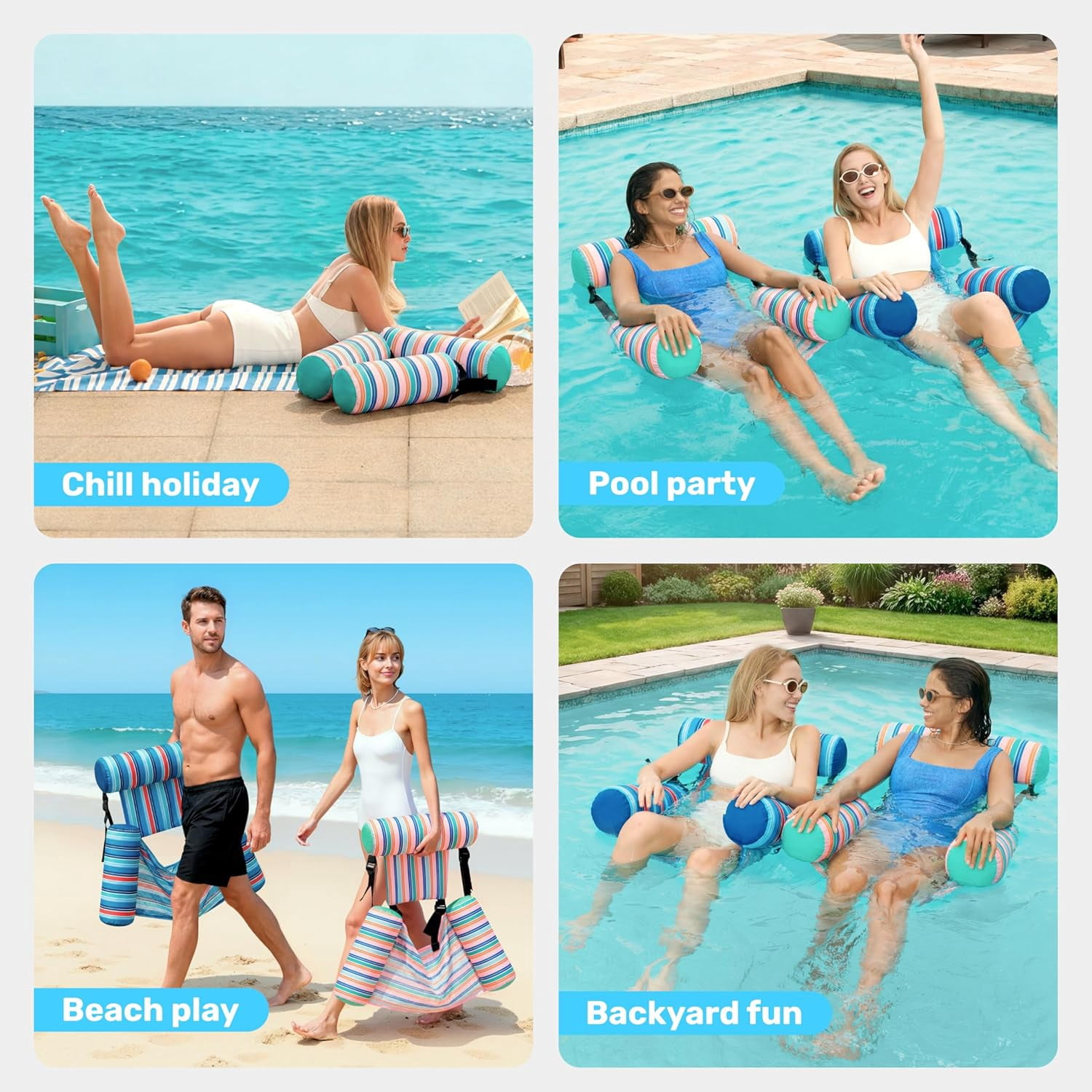 Inflatable Pool Floats Adult,2 Packs Floating Lounge Chairs,Blow up Pool Noodles for Adult Heavy Duty,Floating Chair for Party Summer Water Beach Lake Fun