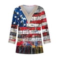 thumbnail image 4 of Itsame Fourth of July Independence Day Short T-Shirt Sleeve Womens American Flags Printed Short Sleeve Top, V-Neck Multicolor, 4 of 5
