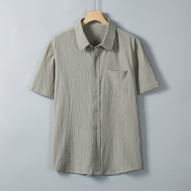 pstuiky camisetas de hombre, Camisa informal de manga corta con solapa y botones de color liso para hombre ropa de hombre xxxxl