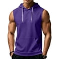 thumbnail image 2 of BRANROY Men's Tank Tops - Hooded Sleeveless Gym Shirts with Pockets and Drawstring, Muscle Tees for Athletic Summer Training,Purple XL, 2 of 8