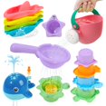 thumbnail image 1 of Juego de juguetes de baño AMCHSURI sin moho, 11 piezas, para bebés mayores de 12 meses, 1 of 7