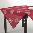 thumbnail image 3 of Fennco Styles Embroidered White Snowflake Christmas Tablecloth 60 x 60 Inch - Red Table Cover for Holiday Décor, Dinner Party, Banquets and Special Occasion, 3 of 4