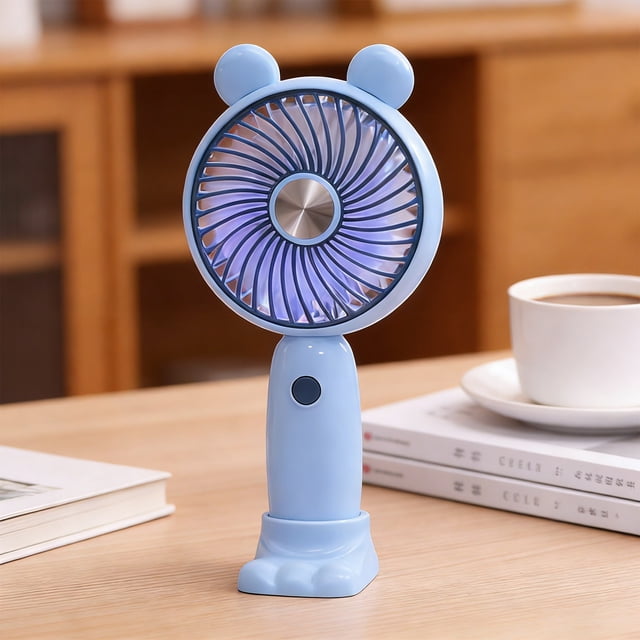 Handheld Mini USB Rechargeable Fan, Portable Small Plastic Fan with 3 Speeds, Lightweight Quiet Cooling for Outdoor and Travel, Multiple Colours, 22.5 cm Length