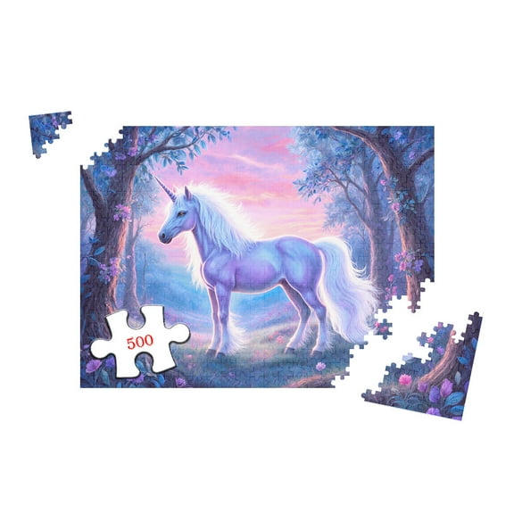 Glitter Unicorn Fantasy Jigsaw Puzzle for Adults and Teens 20.5x15 Inch 500 Pieces Challenging Puzzle Art for Home Decor Game Nights and Relaxation