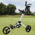 thumbnail image 2 of Northlight 48" White and Black Easy Folding 3 Wheel Golf Bag Push Cart, 2 of 7