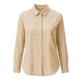 thumbnail image 3 of Luvrsol Button Up Shirt Women Collared Fitted Blouse Plaid Long Sleeved Top for Casual Layering and Travel S-2XL, 3 of 7