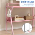 thumbnail image 4 of 39.5 " Modern Computer Desk with Monitor Stand & Storage Shelf, Small Gaming Desk for Home Office，Pink, 4 of 9