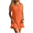 thumbnail image 2 of ZyeKqe Beach Cover-Up for Women Mini Dresses Sleeveless Ruffled Crewneck Lightweight Vacation Travel Casual Nightgown, 2 of 7