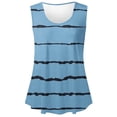 thumbnail image 4 of Scyoekwg Casual Tank Tops for Women Crew Neck Ruched Tunic Tank Tops Striped Graphic Tee Summer Sling Shirts Comfy Ladies Tops Sleeveless Tops Loose Blouses (Light Blue,XL), 4 of 5