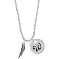thumbnail image 1 of Delight Jewelry Silvertone Lightning Bolt Silvertone Script Initial Disc - W - Charm Necklace, 20"+3", 1 of 4