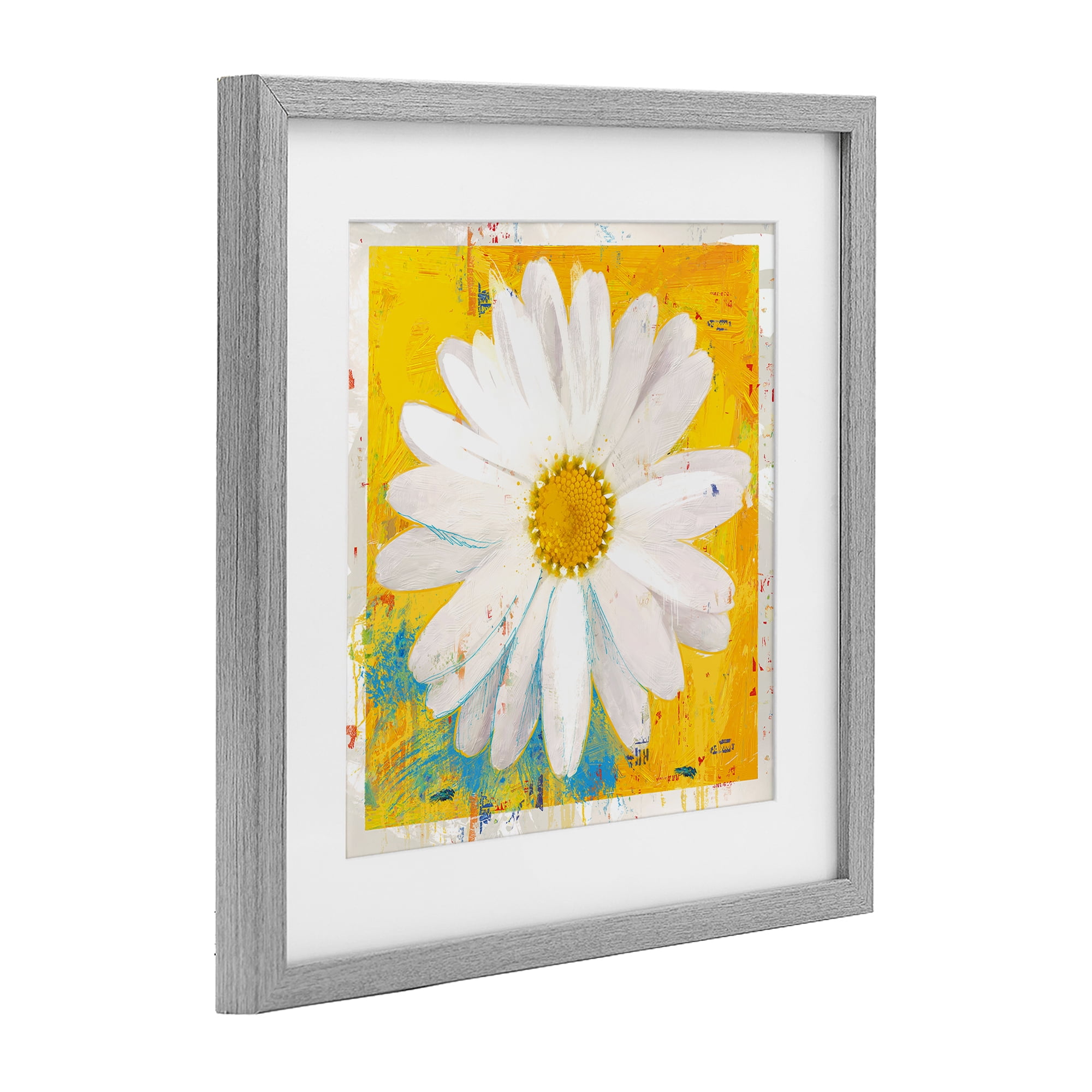 Stupell Industries Violet's Daisy on Yellow Gray Framed Print Under Glass, design by Porter Hastings