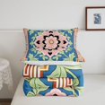 thumbnail image 5 of jejeloiu Folk Floral Queen Comforter Set For Men Women,Retro Print Comforter Sets Queen,Blue Pink Green,Reversible,3 Pieces,1 Comforter and 2 Pillowcases, 5 of 7