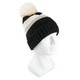 thumbnail image 5 of Jessica Simpson Women's Striped Faux Fur Pom Beanie Hat, 5 of 5