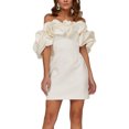 thumbnail image 2 of VISgogo, vestido de tubo de verano para mujer, minivestido ajustado con hombros descubiertos y volantes de Color sólido para mujer VISgogo  moda, 2 of 9