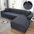 thumbnail image 2 of Grey Color Sofa Cover Stretch Elastic Sofa Covers for Living Room Copridivano Couch Covers Sectional Corner L-shape Sofa Cover, 2 of 7