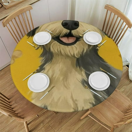 

Patifu Dog Theme Round Tablecloth 100% Polyester Stain-Resistant Washable Fabric Waterproof for Indoor Outdoor Restaurants Weddings Parties 38 -42