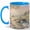 Blue, variant on Pastel Countryside Coffee Mug, Cozy Cottage Landscape Mug, Spring Nature Birthday Christmas Gift, Flower Meadow Bridge Creek House Art, 11 oz White Ceramic Coffee Cup Gift for Tea