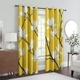 thumbnail image 3 of Magnolia Curtains For Living Room, Branches Flower Blackout Curtains 2 Panels Set For Bedroom, Yellow Floral Patterned Grommet Window Treatments Room Decor 42"W x 90"L, 3 of 6