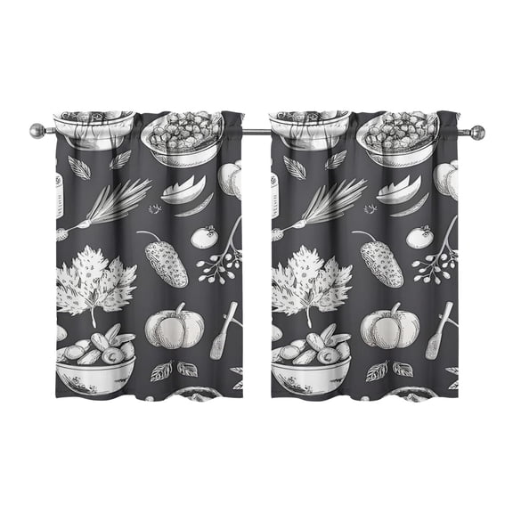 Vintage Kitchen Food Cooking Chef Tier Cafe Curtains for Bathroom Living RV Rod Pocket Window Drapes 36 Inch 2 Panels Set 28"x36" 2 Panels Window Treatment Tiers