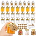 thumbnail image 1 of Mini tarro de miel hexagonal de cristal de 1.5 oz，Paquete de 30 frascos para miel con cuchara para miel, colgantes de abeja, cuerda de c&aacute;&ntilde;amo,bolsa de regalo y etiquet, 1 of 7