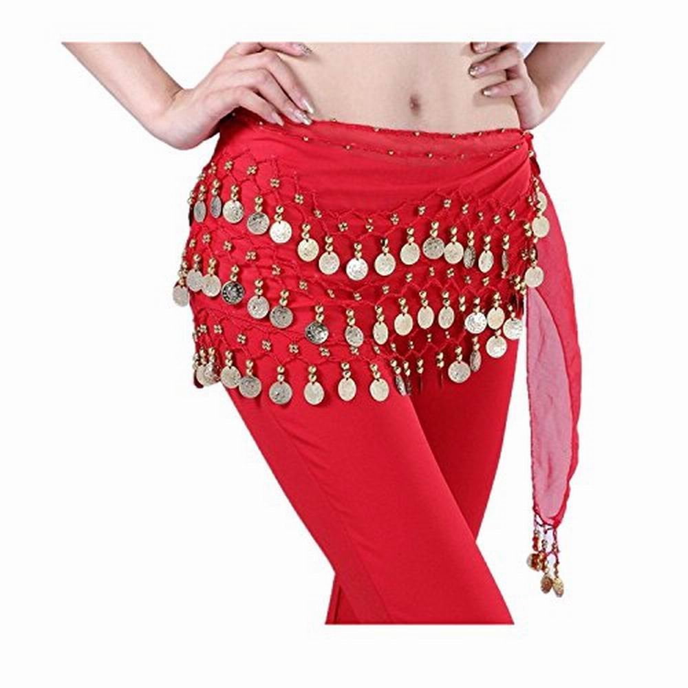 88 Colorful Gold Coins Plus Size Chiffon Belly Dance Hip Scarf Dance Skirt Belt Waist Chain