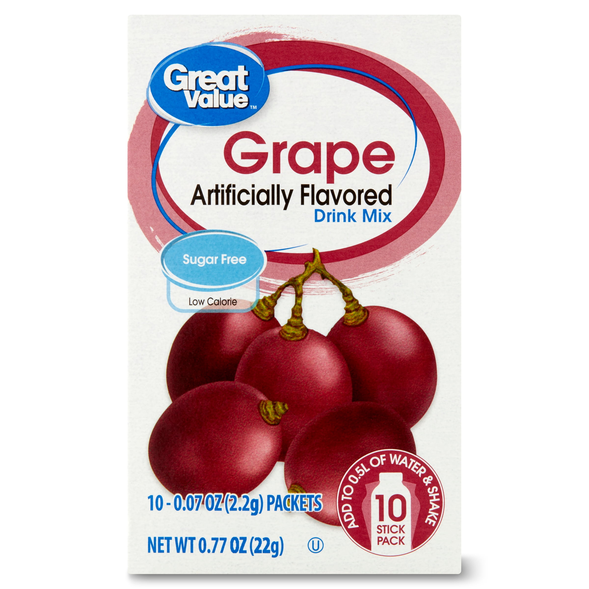 Great Value Grape Drink Mix, .77 oz, 10 Count