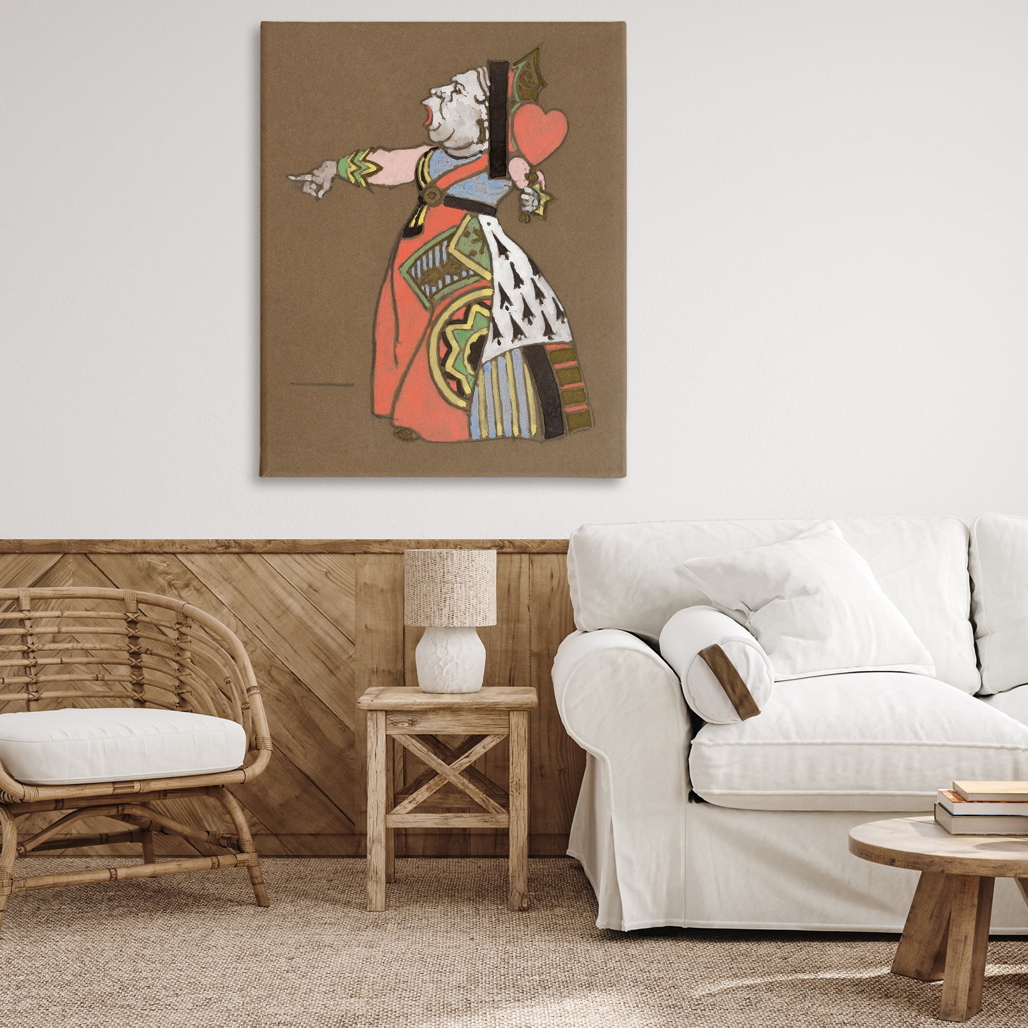 Stupell Industries Antique Queen of Hearts Entertainment Painting Wrapped Canvas Art Print Wall Art, 36 x 48