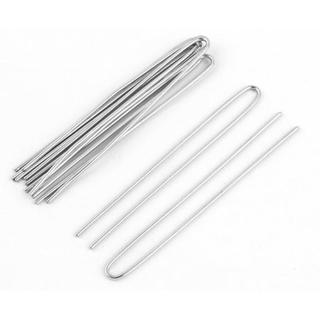 Women Metal U Shape Straight Hair Clip Hairpin Silver Tone 11 4