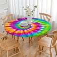 thumbnail image 3 of Colorful Rainbow Tie Dye Spiral Pattern Round Fitted Tablecloth with Elastic Edge,Dining Table Cover Waterproof,Outdoor Round Tablecloth for Camping,Dining,Indoor and Outdoor, 3 of 7