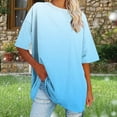 thumbnail image 5 of Staron Summer T-Shirts for Women Plus Size Oversized Round Neck Short Sleeve Casual Loose Gradient Color Basic Tee Tops, Light Blue XL, 5 of 7