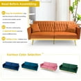thumbnail image 4 of ACMEASE 70” Velvet Futon Sofa Bed with Adjustable Armrests and 2 Pillows, Convertible Futon Couch, Orange, 4 of 7